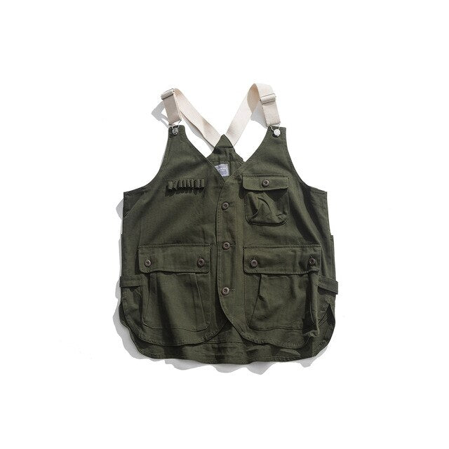 Women Work Clothes Outdoor Travel Walking Hiking Student Draw Service Wash More Pocket Straps Solid Color Continuous System Vest